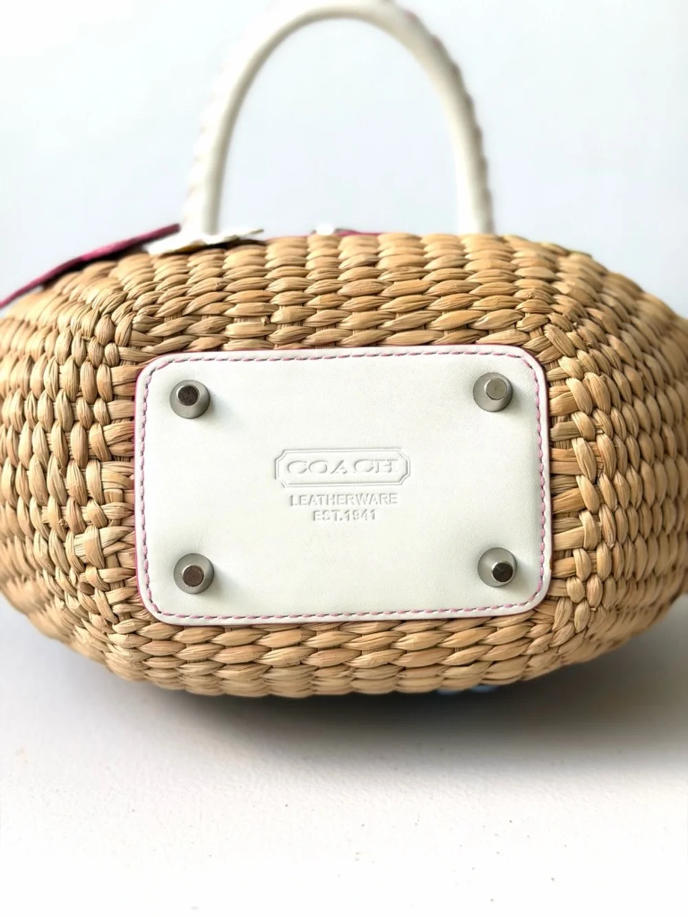 Y2K Coach Soho Straw Floral Basket Tote - Picture 9 of 16